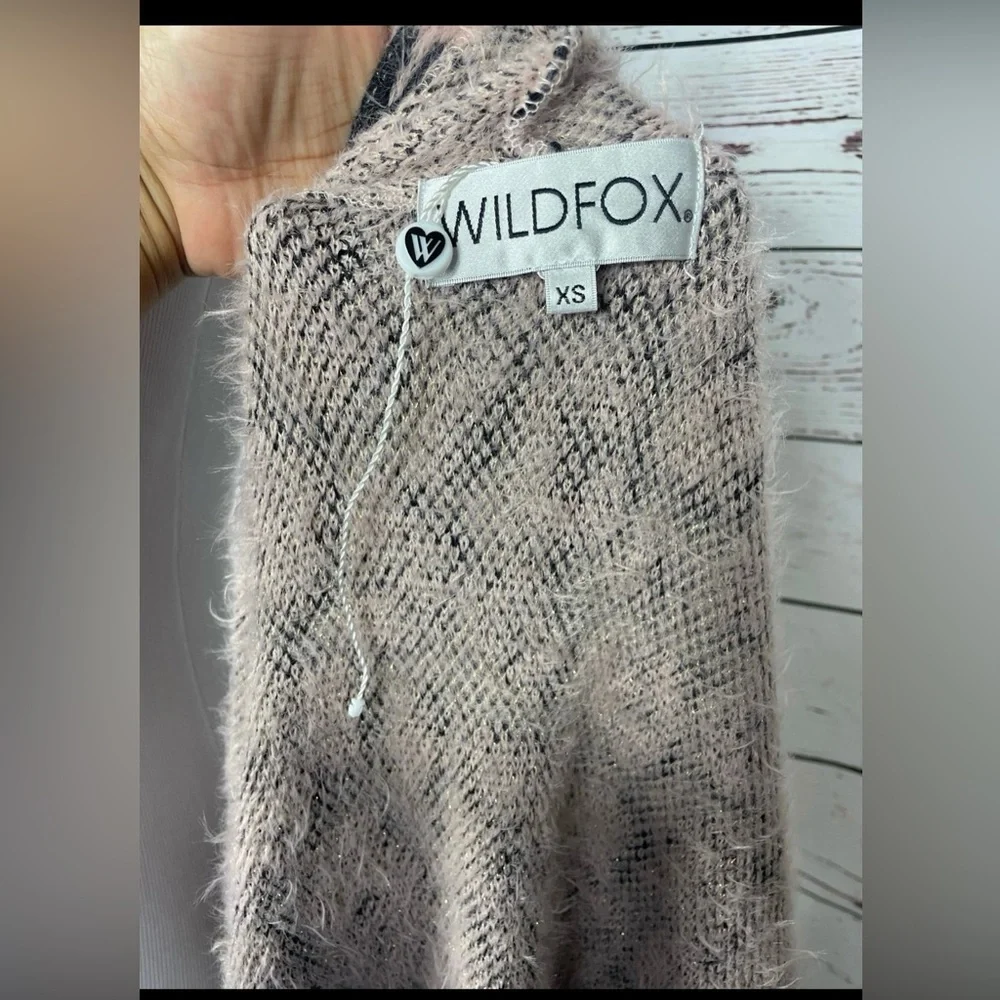 Wildfox fuzzy pink leopard knit cardigan XS soft‎ cozy open front - Picture 4 of 7